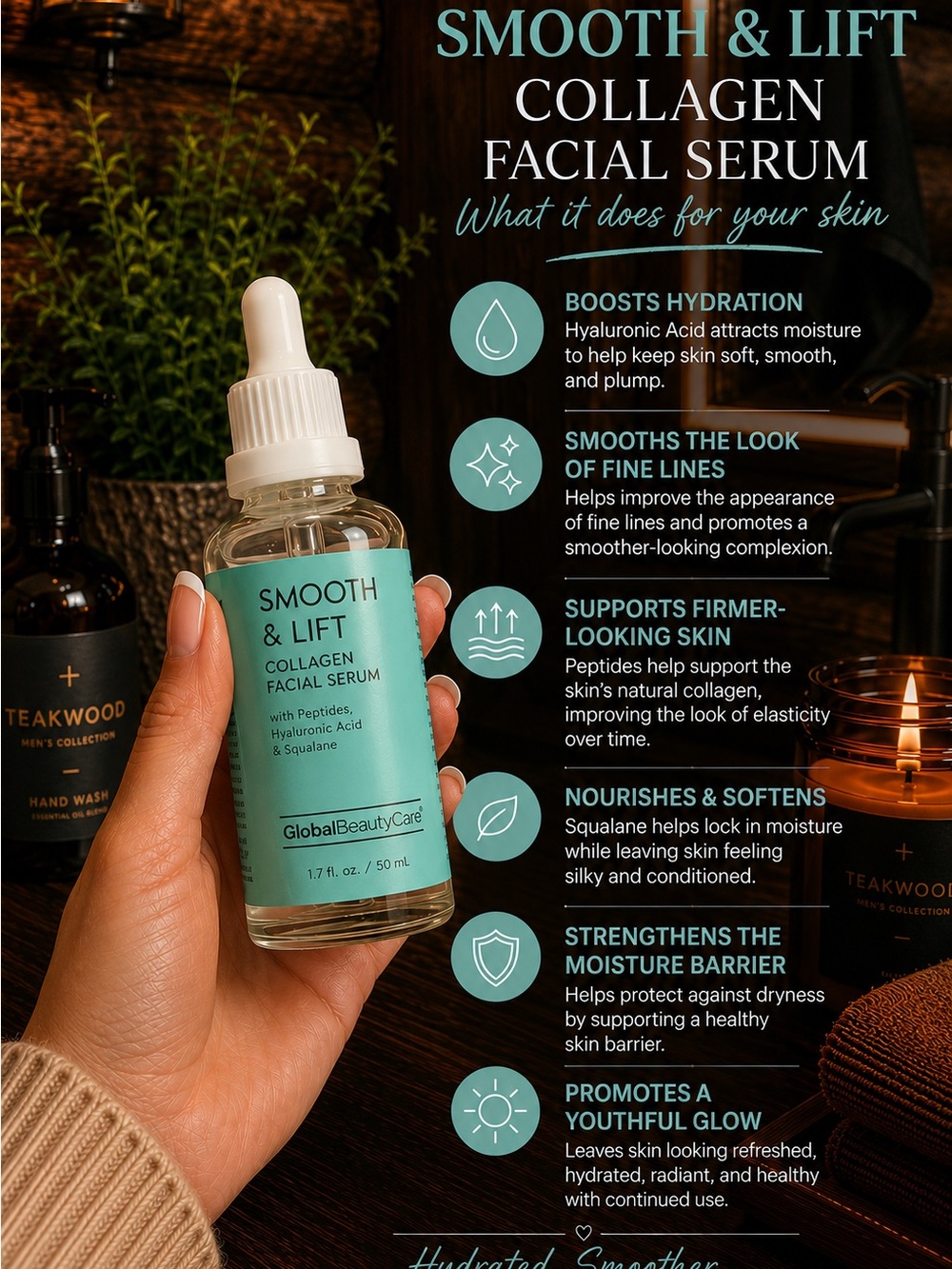Smooth & Lift Collagen Facial Serum — Aqua